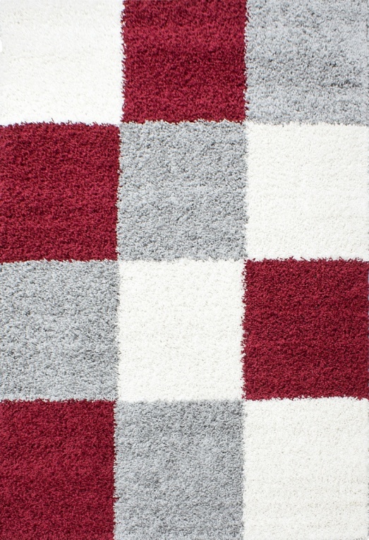 Life Shaggy Checkered Red Rug